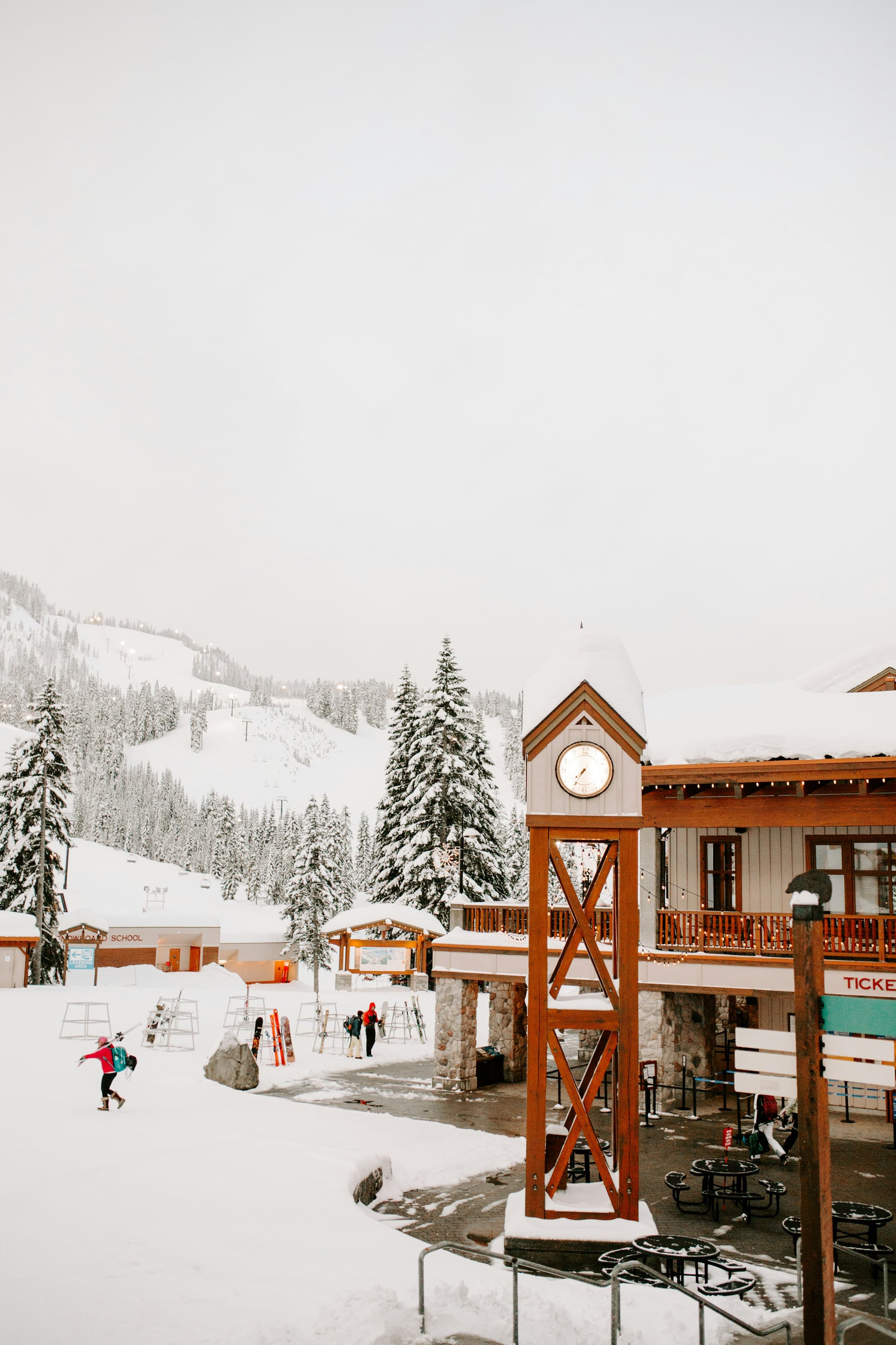 Ski chalet entry with heated lockers