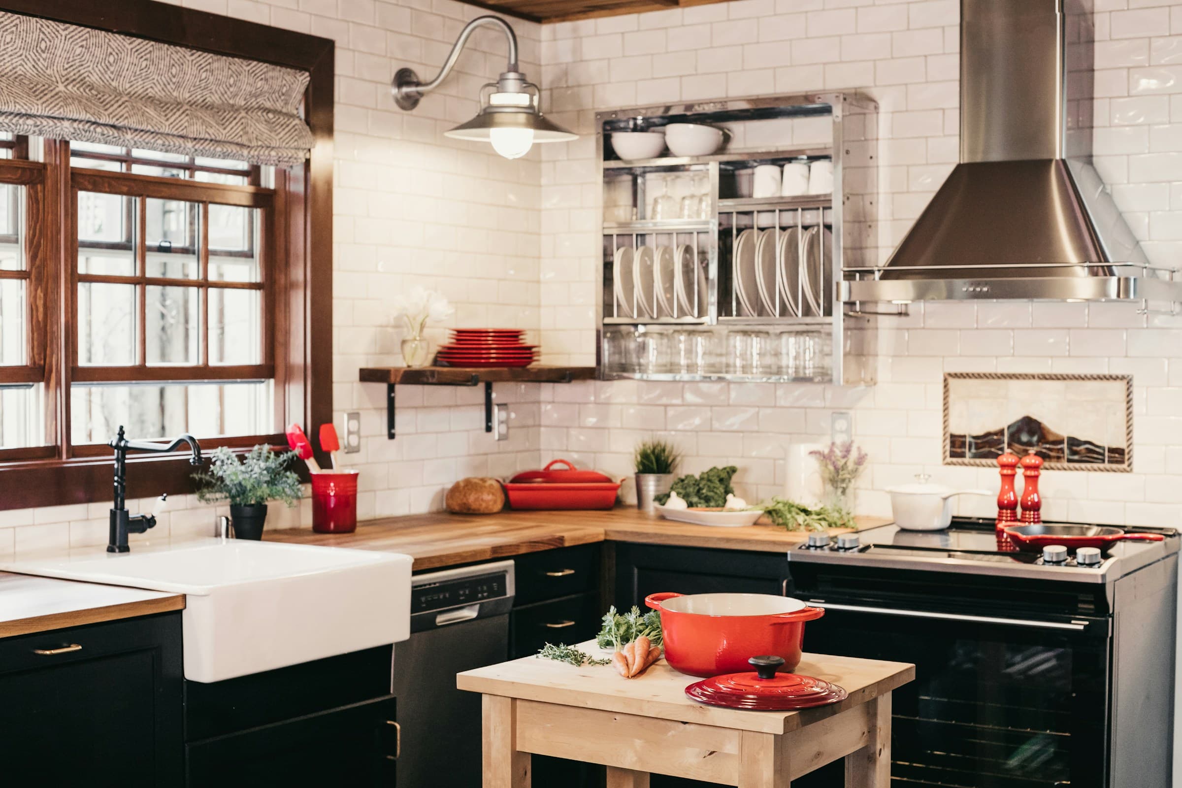Chef's kitchen with custom fixtures and professional range